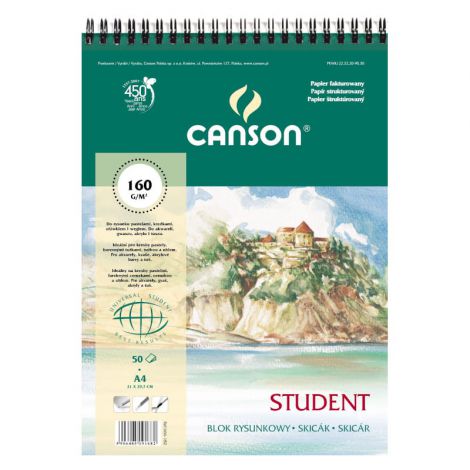 Blok rysunkowy Canson Student na spirali A4/50/150g